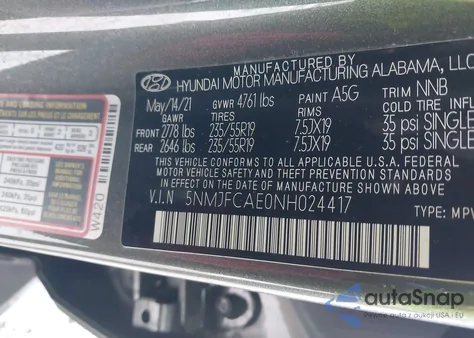 2022 Hyundai Tucson Sel from USA, damaged, VIN 5NMJFCAE0NH024417